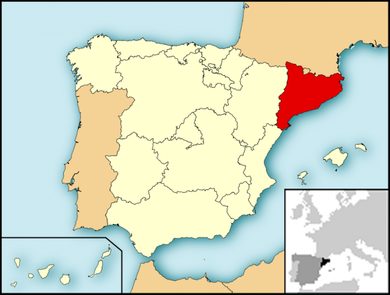 Katalónia térképe pirossal